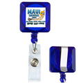 30" Cord Square Retractable Badge Reel with Metal Slip Clip Backing (Multicolor Vinyl Label)